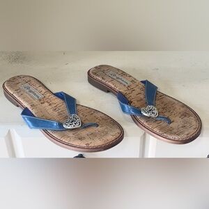 Brighton Women’s Orla Leather Heart Thong Sandals Size 7.5